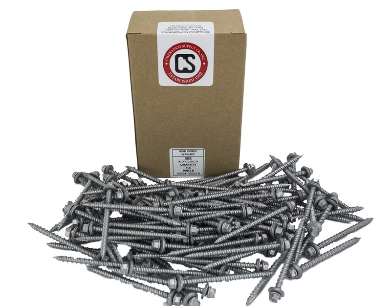 Chenango Supply #10 x 3" Hex Washer Head Metal Roof Screw. *(Multiple Sizes in Listing)*. Self Starting/self Tapping Metal to Wood, Sheet Metal Roofing, siding Screws with EPDM Washer Seal.100 PCS (#10 x 3") - Image 2